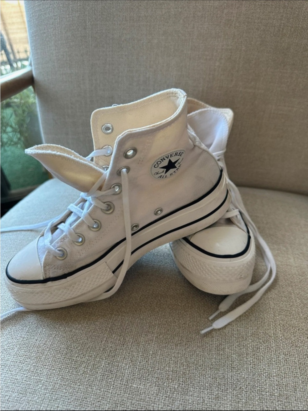Converse White High Top Platform Chuck Taylor Sneakers